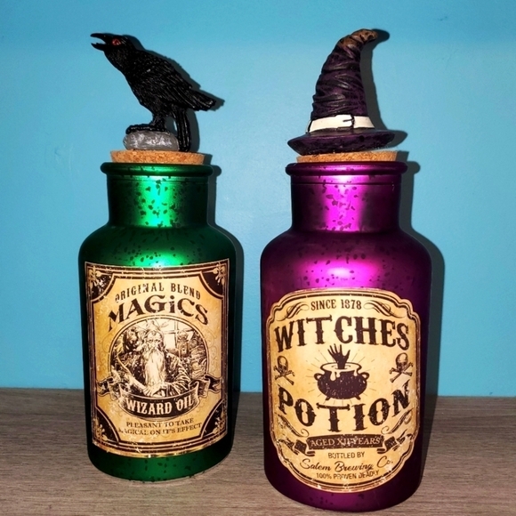Other - Halloween Decor Bottles: Witch's Potion & Wizard Oil - NEW!